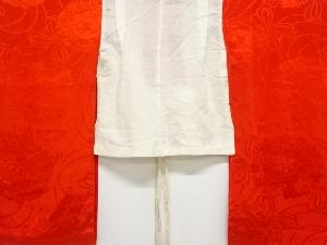 アンティーク　紋錦紗花薬玉模様織出し半襦袢（刺繍衿付）